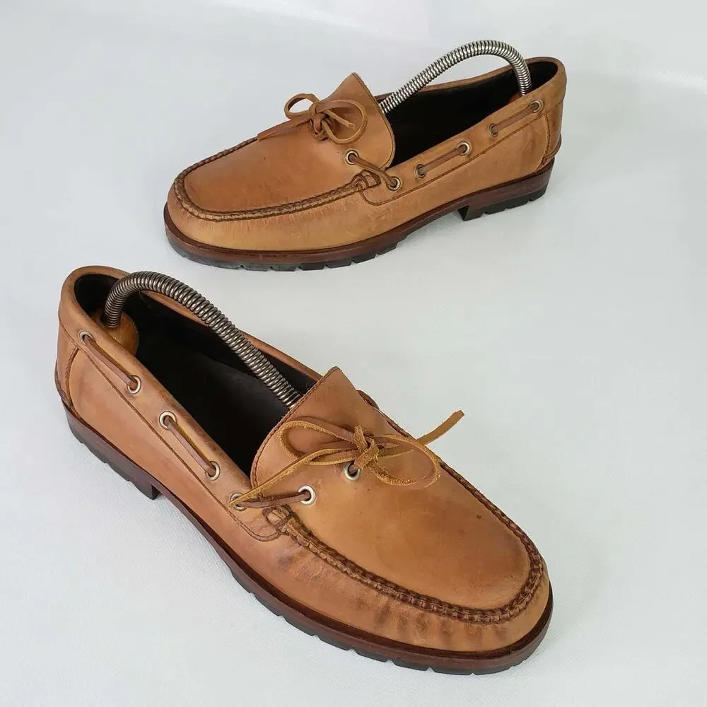 Vintage Polo Country Ralph Lauren Mens Size 9.5 D Boat Shoes Leather Brown